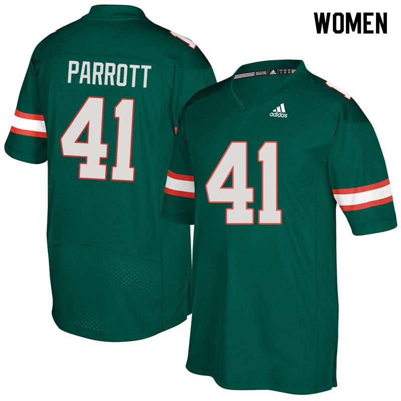 Women Miami Hurricanes #41 Michael Parrott College Football Jerseys Sale-Green